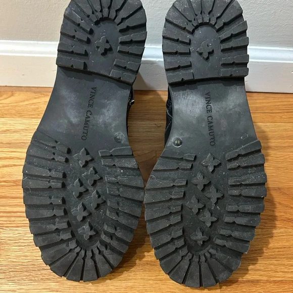 Black Combat Boots Womens 8M Metallic Vince Camuto Biker boot - Picture 6 of 7